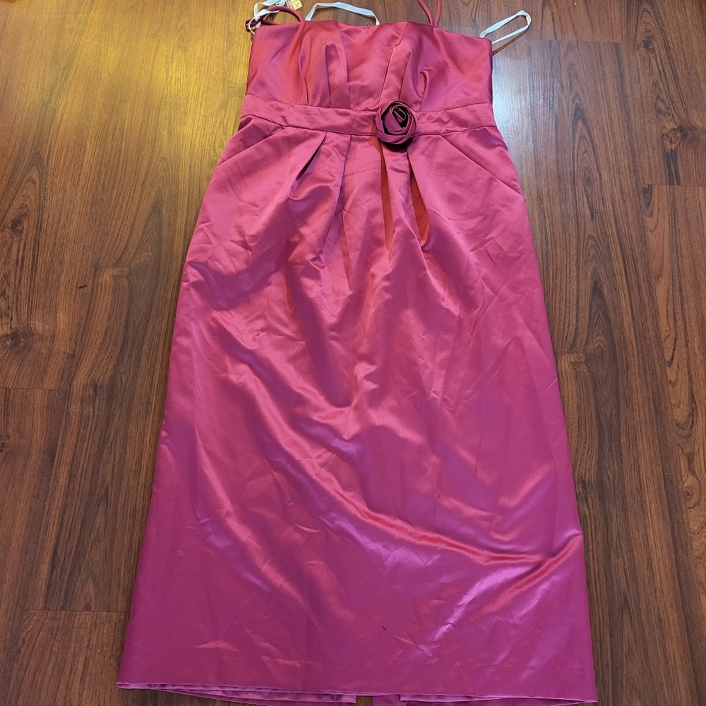 DAVID'S BRIDAL pink formal dress with rose accent
